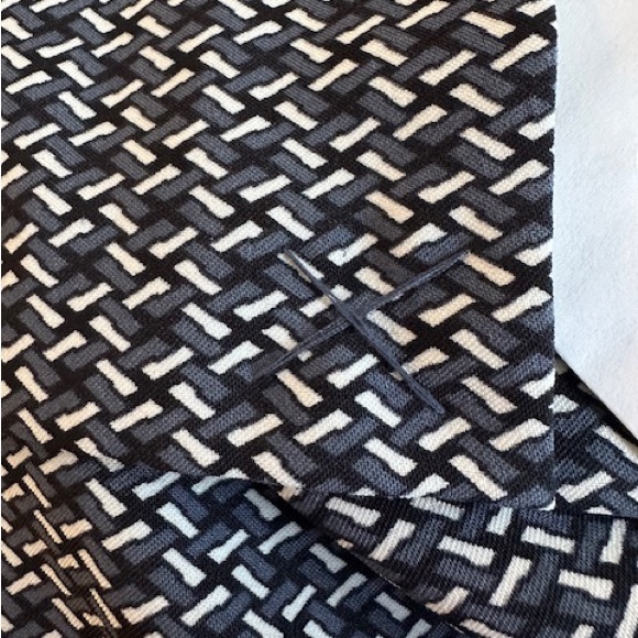 MARIO SERRANI Italy Dress Geometric Grey Black White Round Neck S/L Zip Sz 10 - Picture 6 of 12